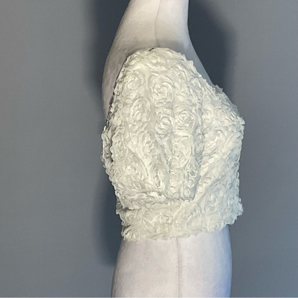 Julia by Love White Rosette Crop Top Puff Sleeve Bridal Event Size S - Picture 9 of 14
